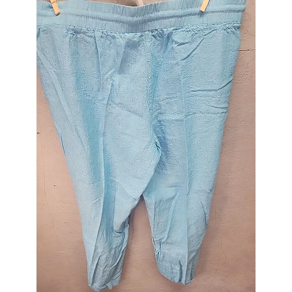 Jones New York Blue Linen Stonewash Ankle‎ Pants XL